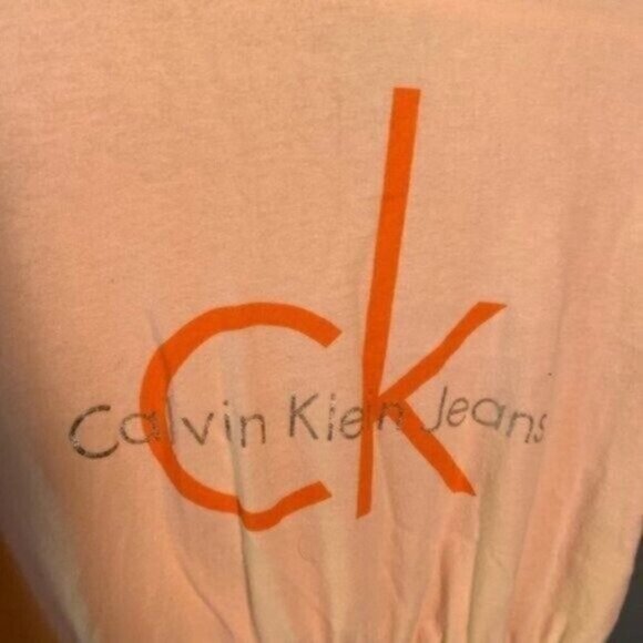 Calvin Klein Jeans Short Sleeve Dress Peach Orange Cold Shoulder - Picture 3 of 8